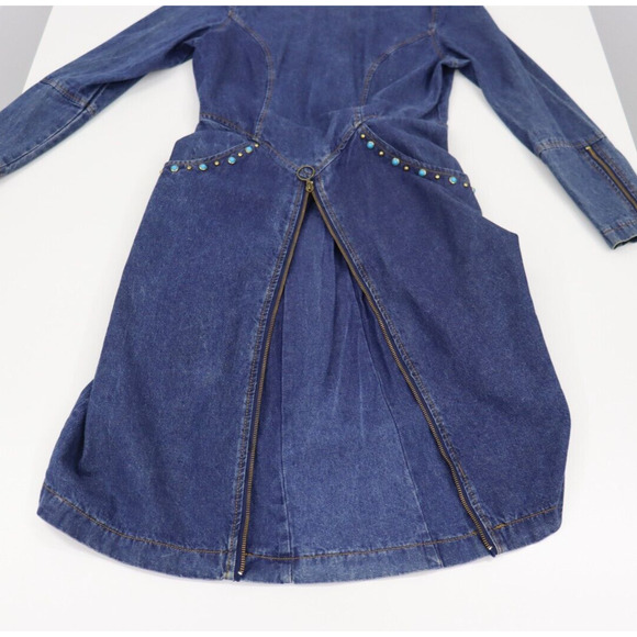 Jou Jou Y2K 1990's Denim Dress Stones and Gromet Embellishments Size M (Size 8) - Picture 8 of 16